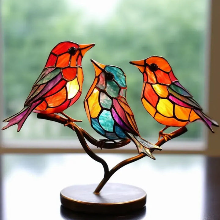 Colored Glass Ornaments Birds on Branches | Kalsten