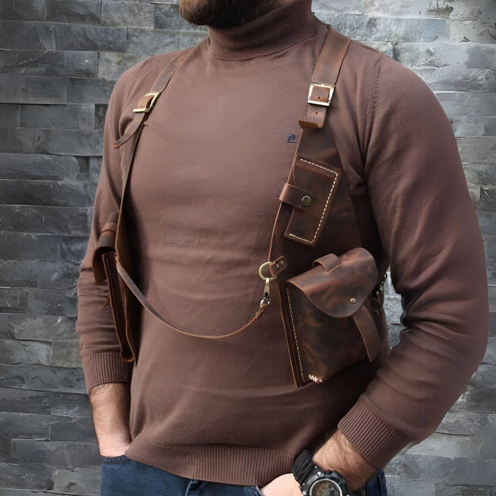 Medieval Steampunk shoulder bag with retro strap | Kalsten