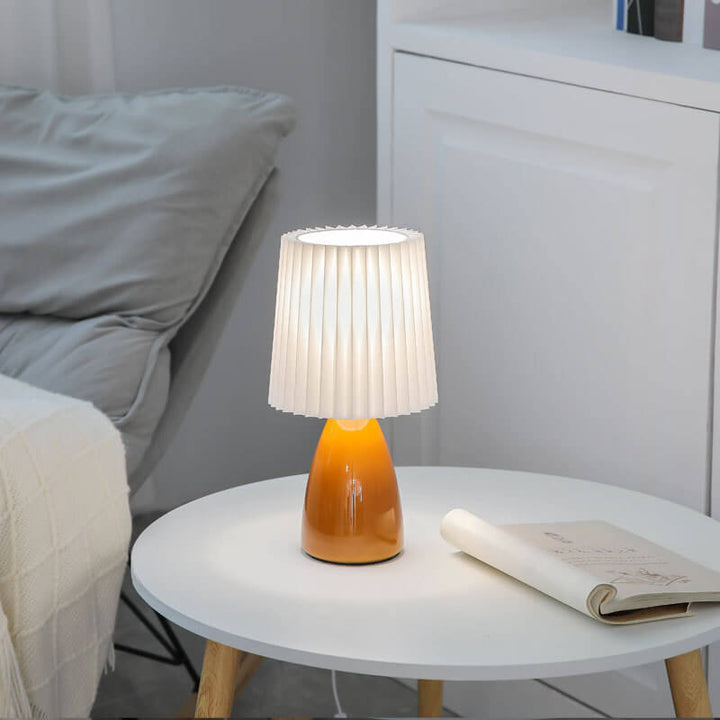 Scandinavian Retro Table Lamp with Pleated Shade and Glass Base | Noxord