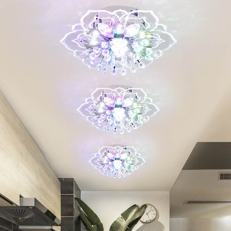 GlowPetal LED Crystal Ceiling Lamp – Flower-Shaped Modern Decor