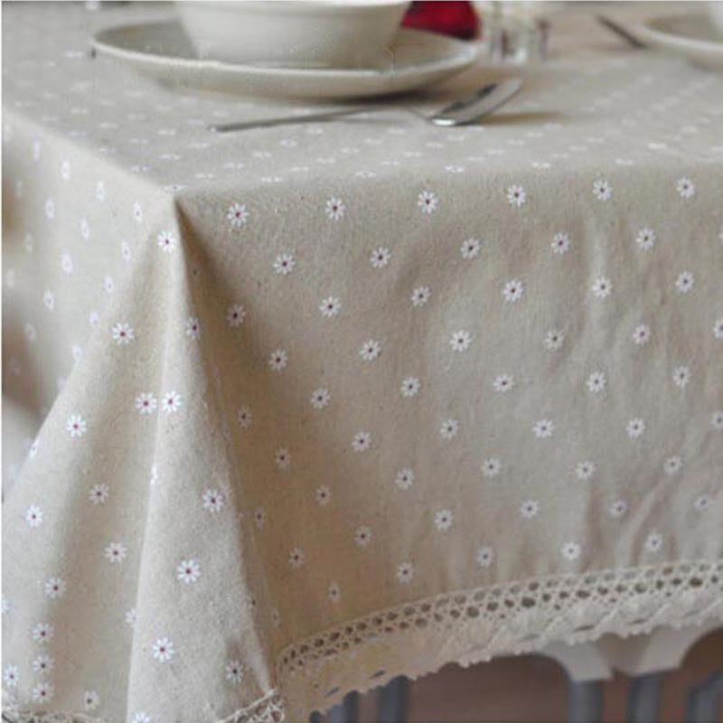 Daisy Print Cotton Linen Tablecloth | Kalsten