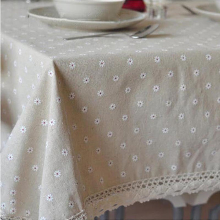 Daisy Print Cotton Linen Tablecloth | Kalsten