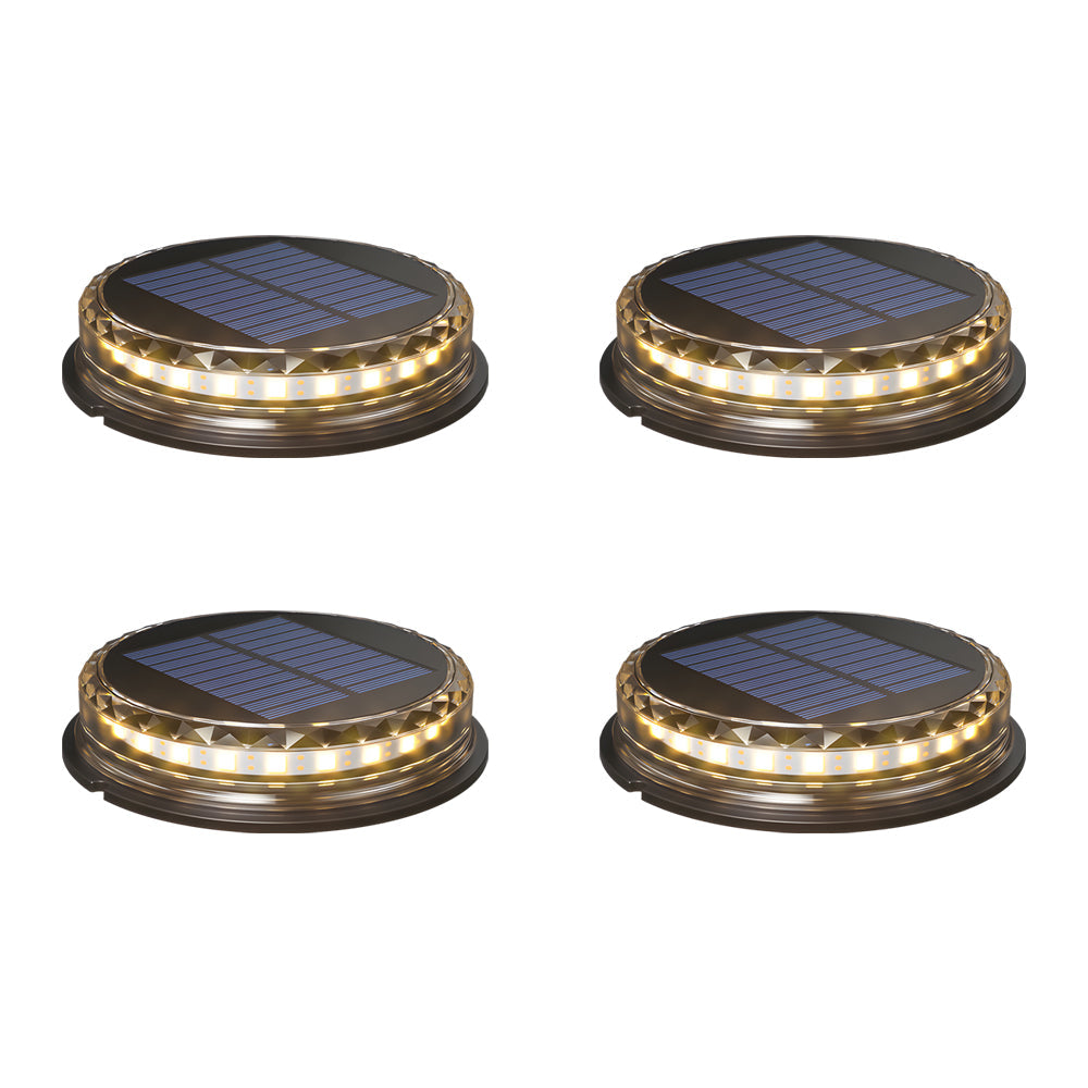 Modern Black LED Outdoor Solar Disc Path Light, 4-Pack | Kalsten