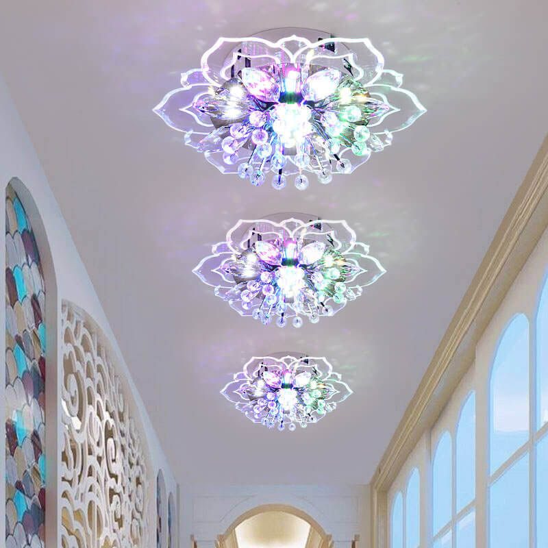 GlowPetal LED Crystal Ceiling Lamp – Flower-Shaped Modern Decor
