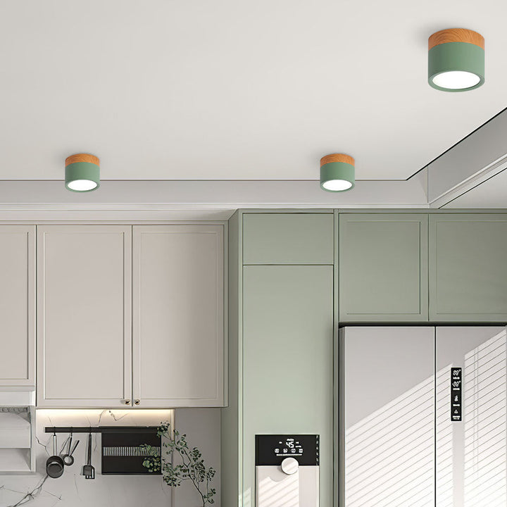Pink Wood Flush Mount Ceiling Lamp Noxord