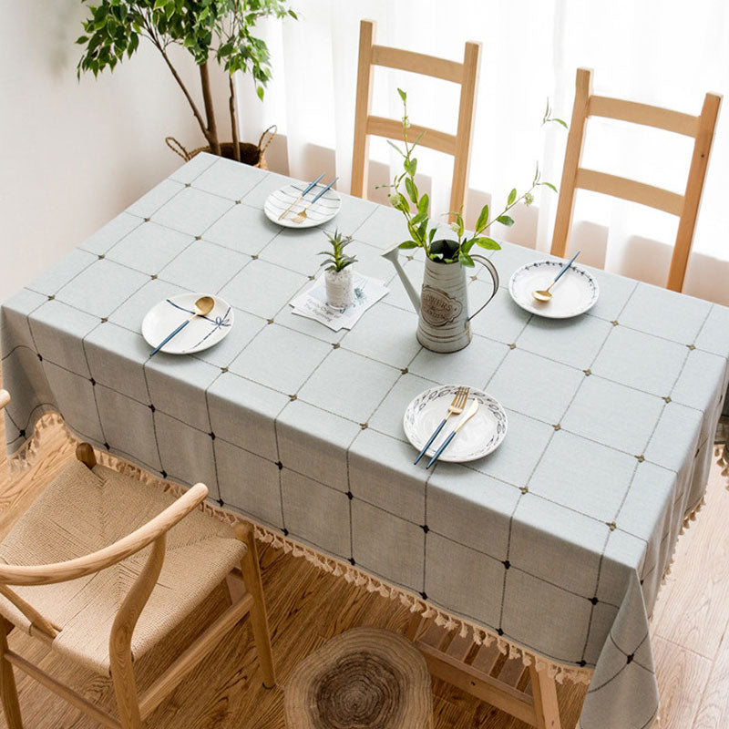 Kalsten | Waterproof Oil-resistant Rectangular Tablecloth Cotton Linen Wrinkle-resistant Tablecloth for Kitchen Dining Room Buffet Party