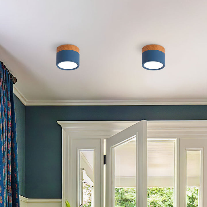 Pink Wood Flush Mount Ceiling Lamp Noxord