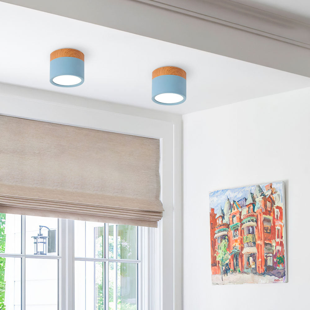 Pink Wood Flush Mount Ceiling Lamp Noxord