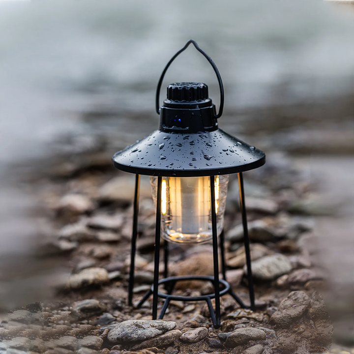 LED camping lamp, rechargeable, retro design