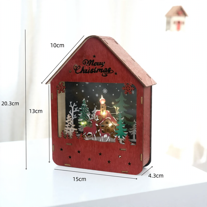 Illuminated wooden Christmas decoration