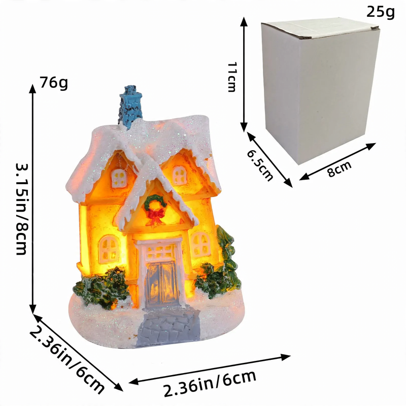 Illuminated houses made of resin for Christmas decoration