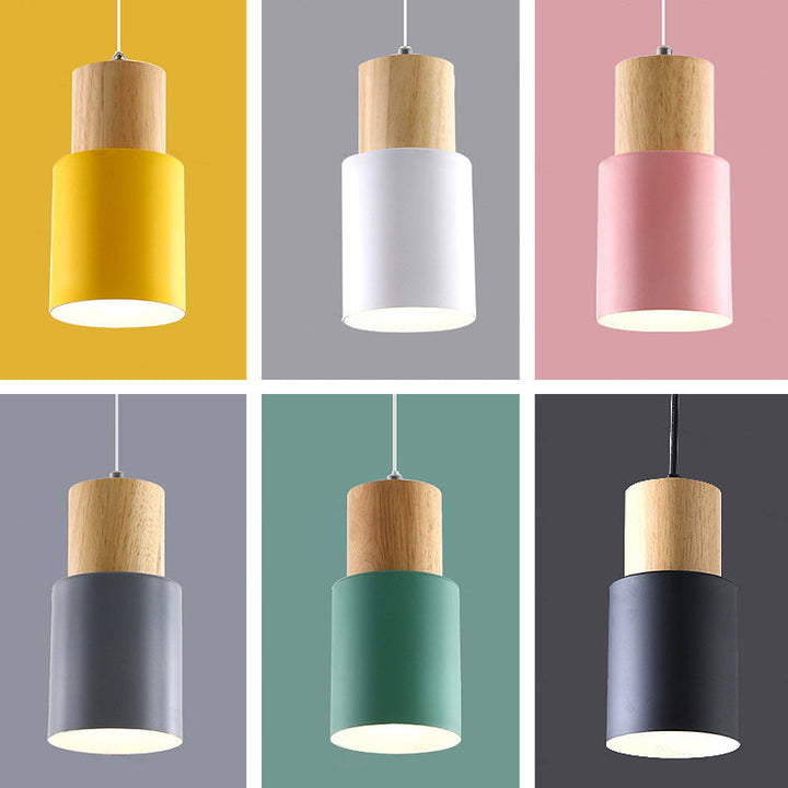 Modern Wood & Black Pendant Lamp Noxord