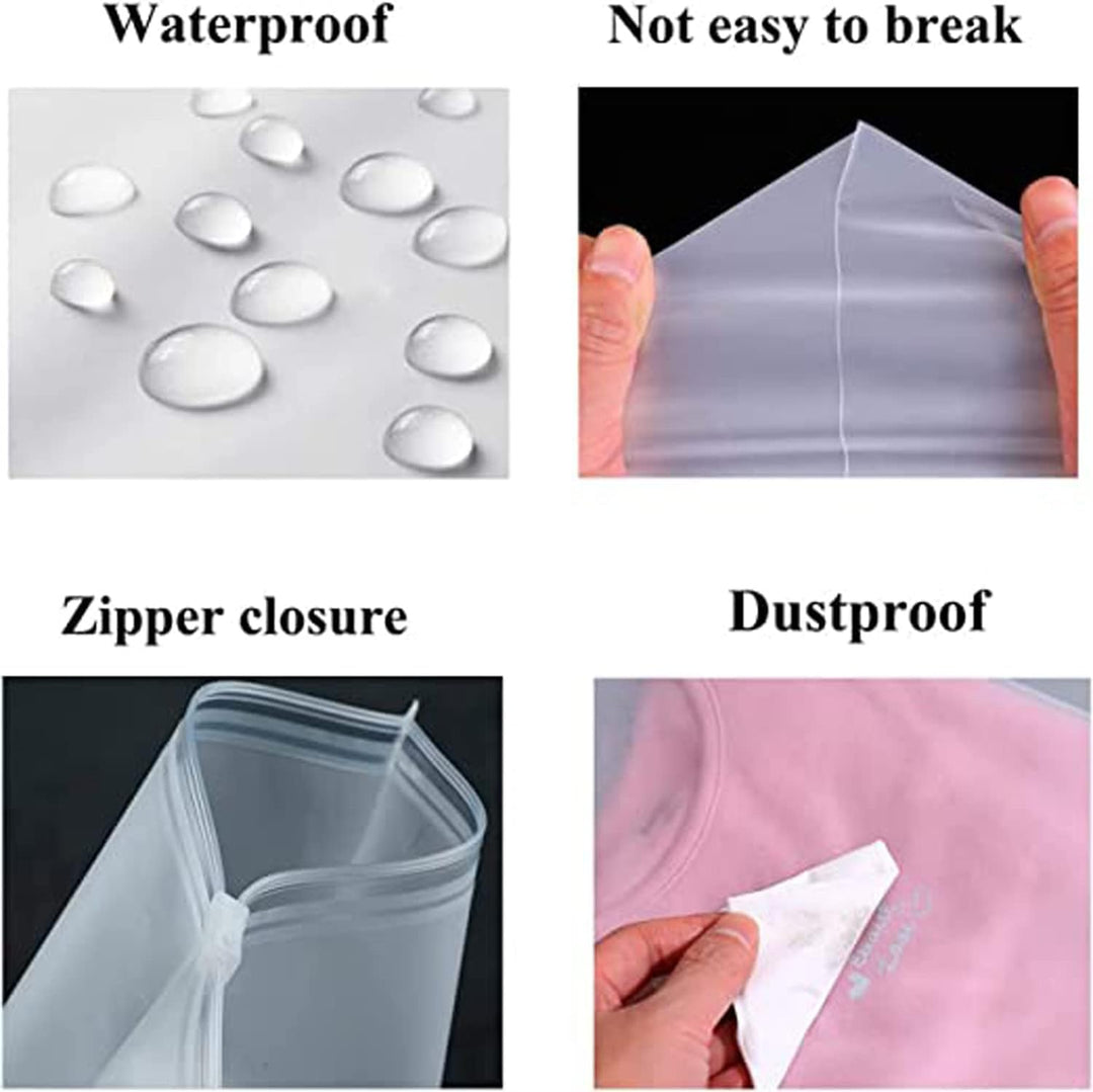 Multi-Purpose Frosted Zip Storage Bags – 20-Pack Plastic Garment Sleeves (Buy 2 Sets, Take 1 FREE) | Kalsten