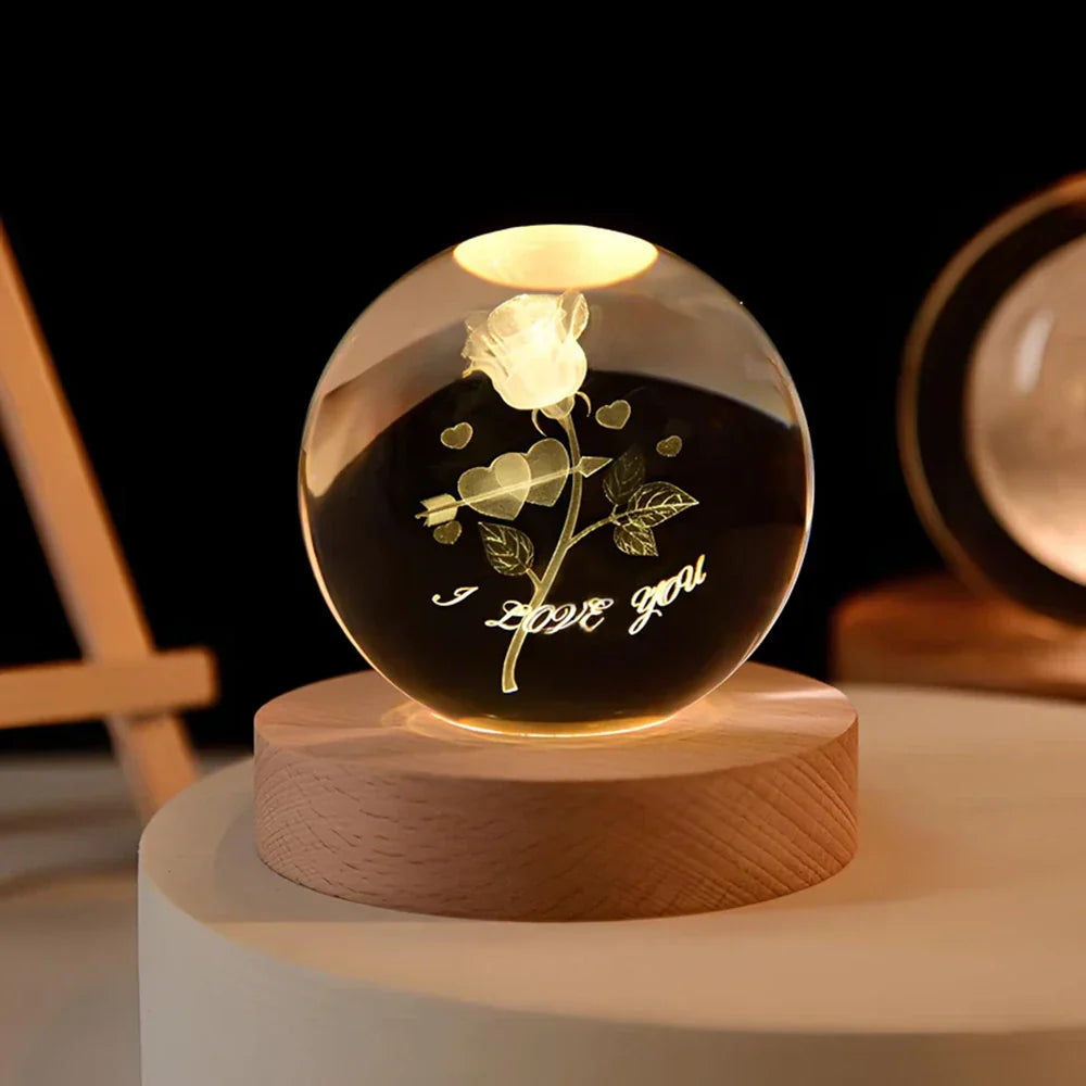 3D Crystal Ball LED Night Light Noxord