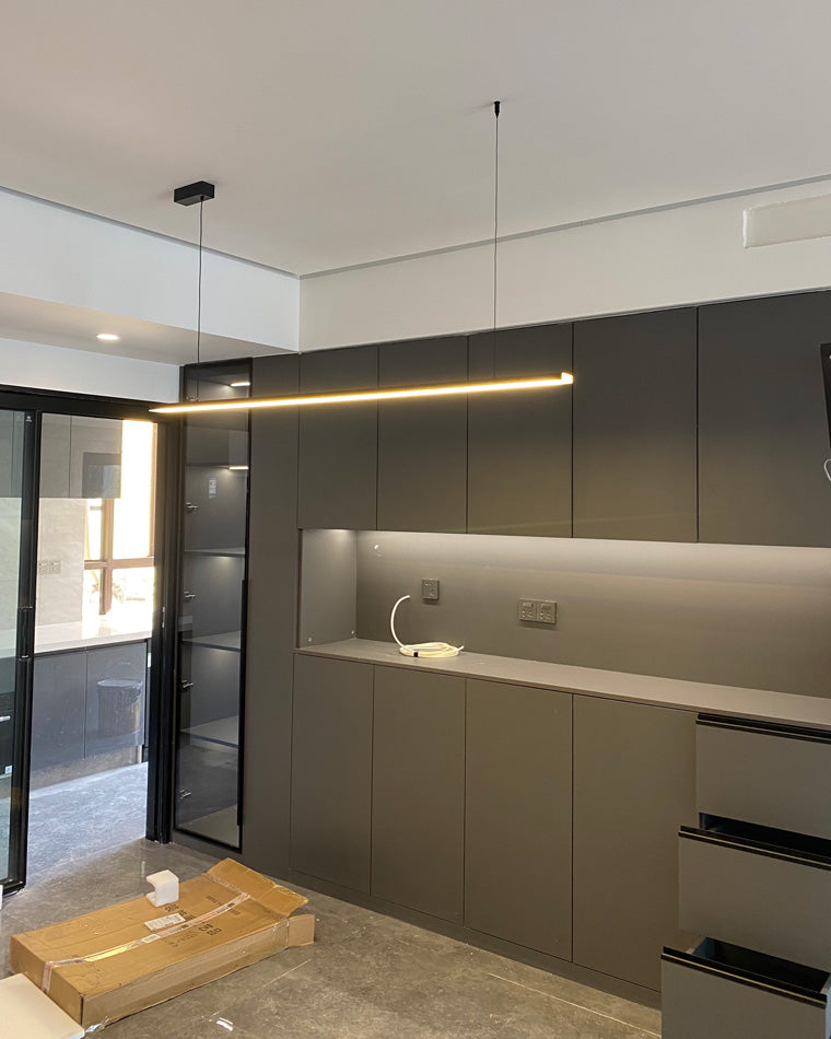 Linear Pendant Light Metal 39 in Adjustable Kitchen Island LED Warm White 3000K-6000K Modern Dining Room Hanging Lamp | Kalsten