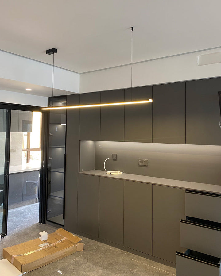 Linear Pendant Light Metal 39 in Adjustable Kitchen Island LED Warm White 3000K-6000K Modern Dining Room Hanging Lamp | Kalsten