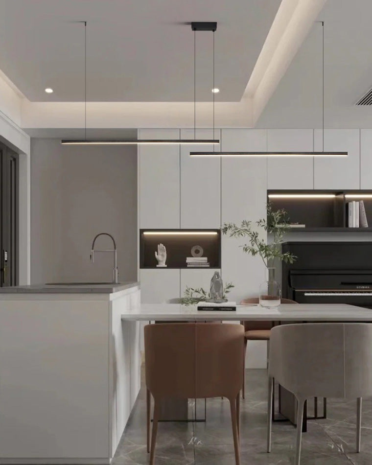Linear Pendant Light Metal 39 in Adjustable Kitchen Island LED Warm White 3000K-6000K Modern Dining Room Hanging Lamp | Kalsten