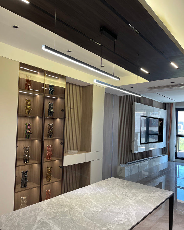 Linear Pendant Light Metal 39 in Adjustable Kitchen Island LED Warm White 3000K-6000K Modern Dining Room Hanging Lamp | Kalsten