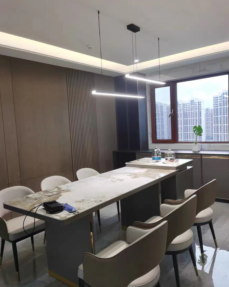 Linear Pendant Light Metal 39 in Adjustable Kitchen Island LED Warm White 3000K-6000K Modern Dining Room Hanging Lamp | Kalsten