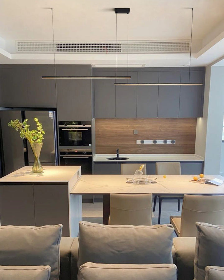 Linear Pendant Light Metal 39 in Adjustable Kitchen Island LED Warm White 3000K-6000K Modern Dining Room Hanging Lamp | Kalsten