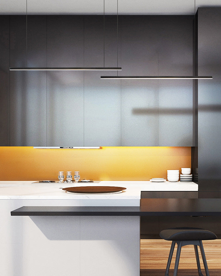 Linear Pendant Light Metal 39 in Adjustable Kitchen Island LED Warm White 3000K-6000K Modern Dining Room Hanging Lamp | Kalsten