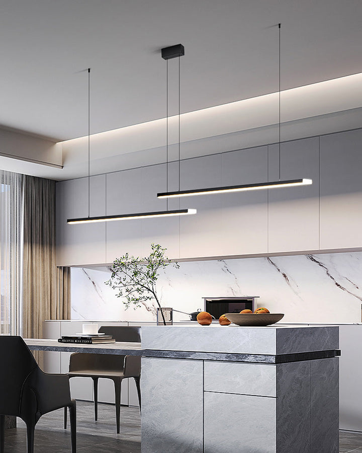 Linear Pendant Light Metal 39 in Adjustable Kitchen Island LED Warm White 3000K-6000K Modern Dining Room Hanging Lamp | Kalsten