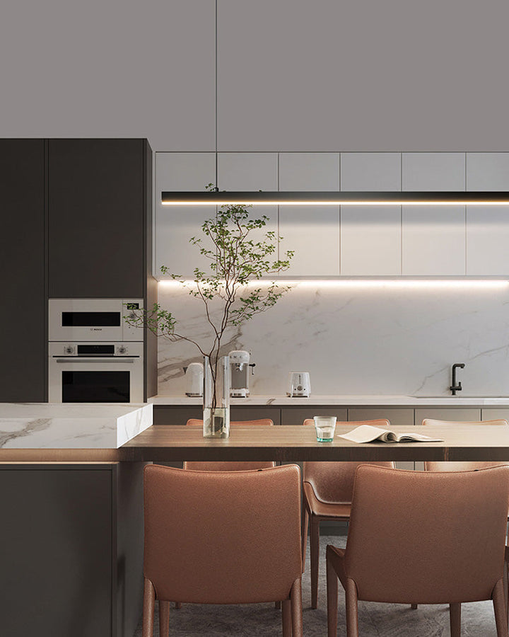 Linear Pendant Light Metal 39 in Adjustable Kitchen Island LED Warm White 3000K-6000K Modern Dining Room Hanging Lamp | Kalsten