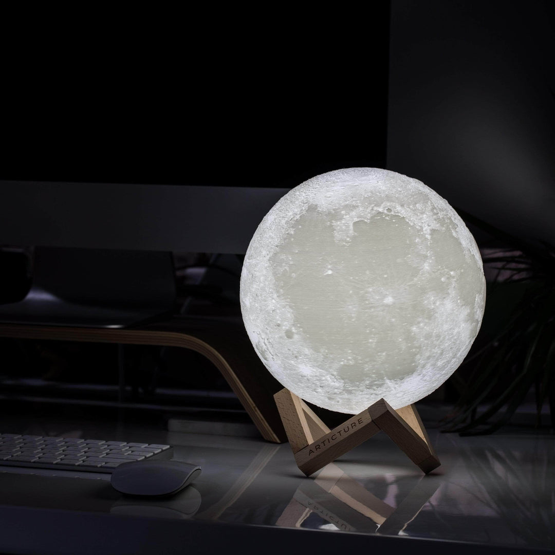 3D Moon Lamp with Wooden Base Noxord
