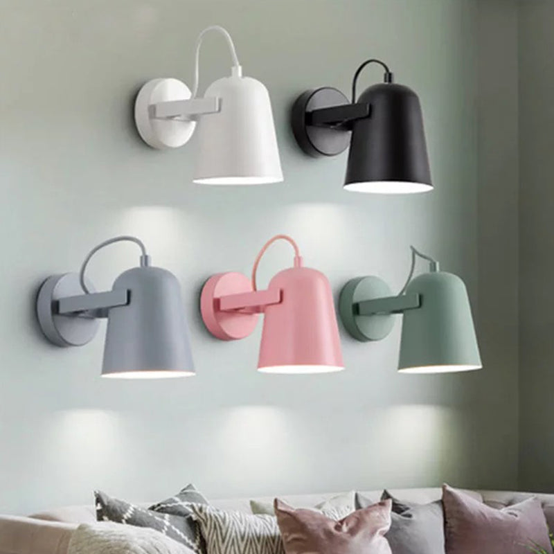Nordic 1-Light Wall Sconce Bell Rotatable Wall Mount Light Fixture with Iron Shade for Living Room | Kalsten