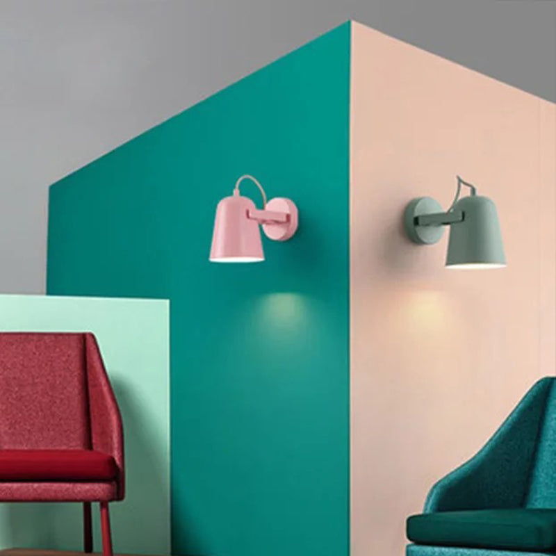 Nordic 1-Light Wall Sconce Bell Rotatable Wall Mount Light Fixture with Iron Shade for Living Room | Kalsten