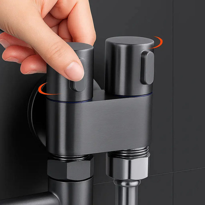 Kalsten | Double control valve made of brass – Water supply with matte black finish