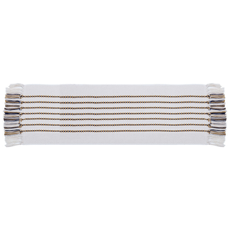 Decorative table runner in Scandinavian-minimalist design with macrame fringes Kalsten