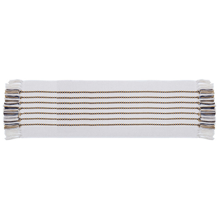 Decorative table runner in Scandinavian-minimalist design with macrame fringes Kalsten