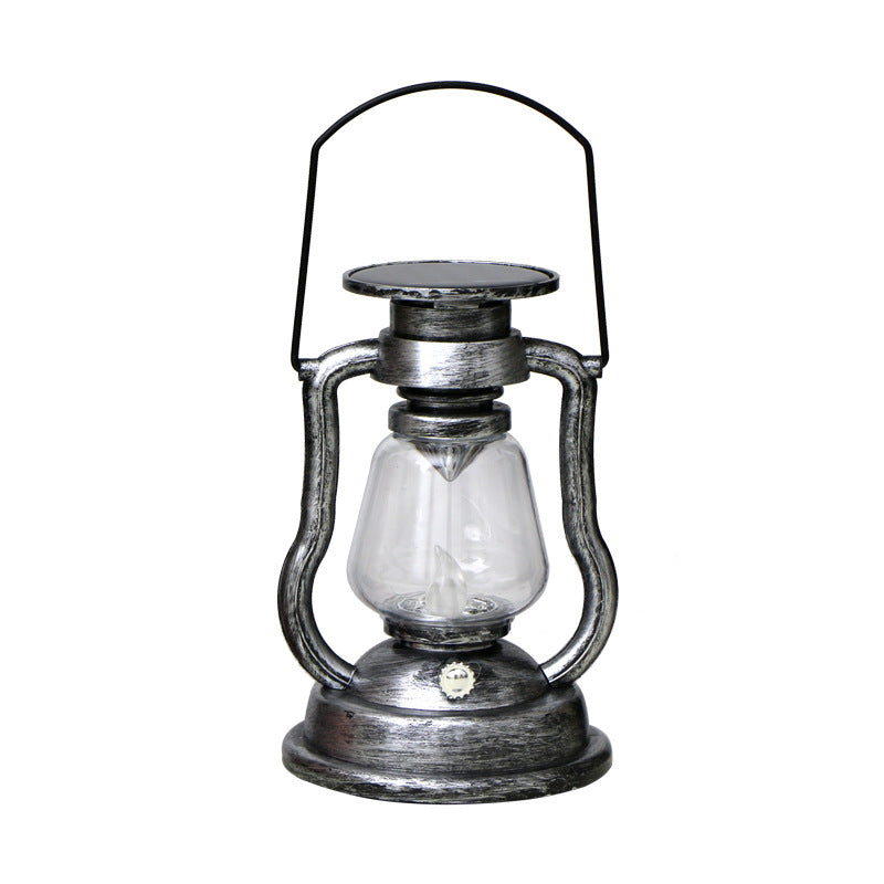 Vintage Style Solar LED Hurricane Lantern With Glass Chimney And Metal Handle Kalsten