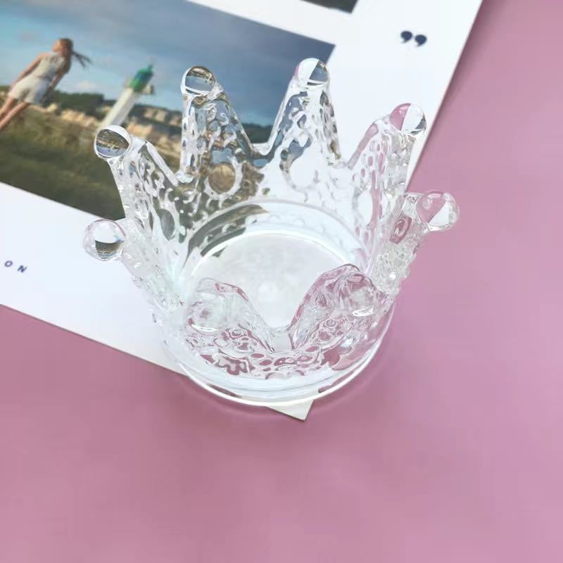 Crown-Shaped Textured Glass Votive Candle Holder Kalsten