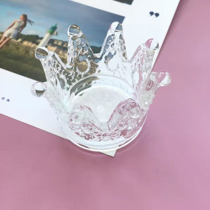Crown-Shaped Textured Glass Votive Candle Holder Kalsten