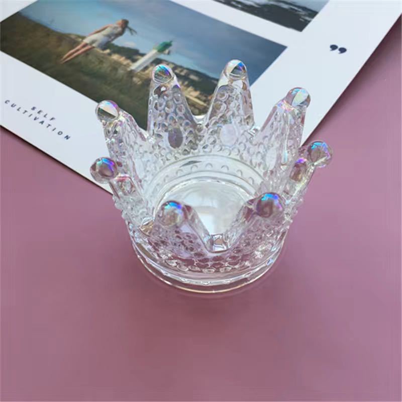 Crown-Shaped Textured Glass Votive Candle Holder Kalsten
