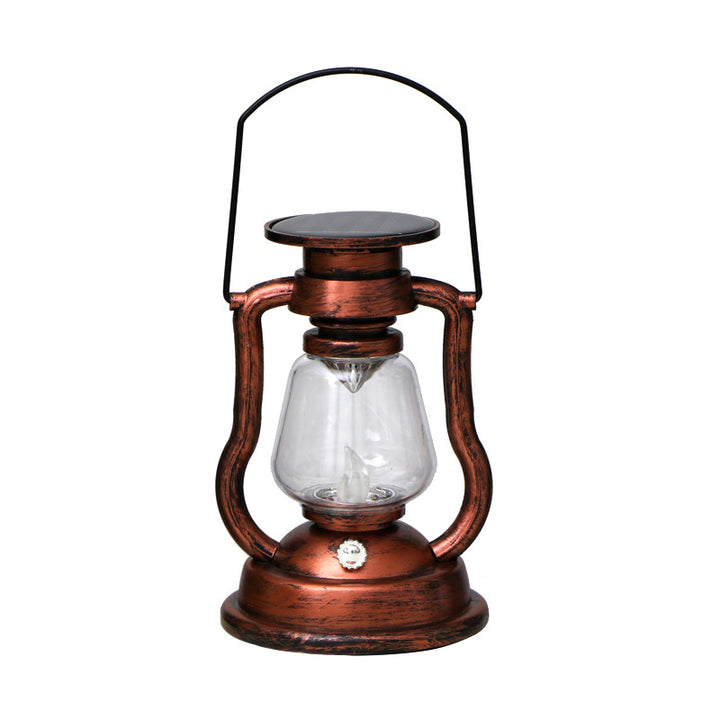 Vintage Style Solar LED Hurricane Lantern With Glass Chimney And Metal Handle Kalsten