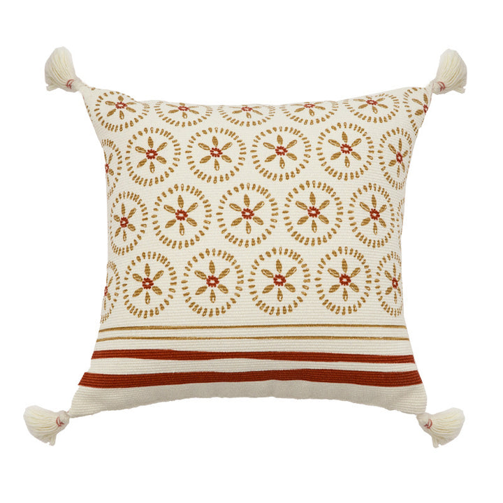 Decorative cushion cover with woven medallion pattern and tassels Kalsten