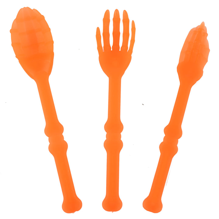 Halloween Cutlery Set made of flexible plastic with skeleton hand design