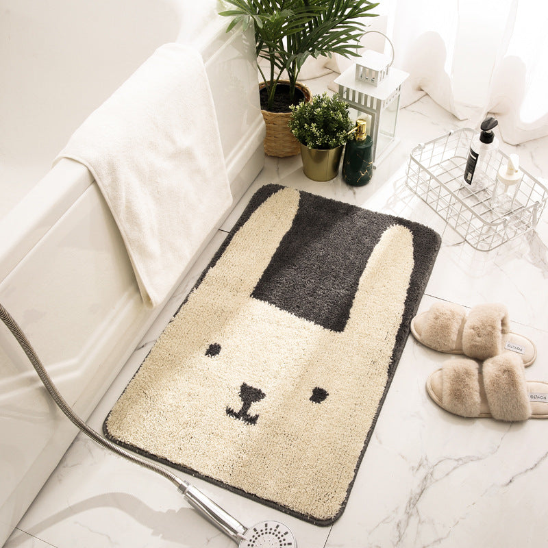 Cartoon Bunny-Themed Plush Bath Mat