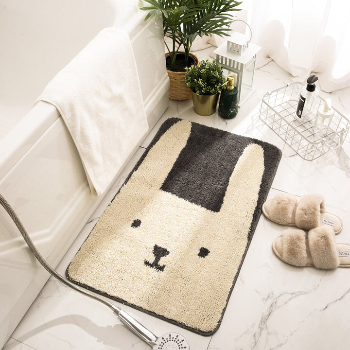 Cartoon Bunny-Themed Plush Bath Mat