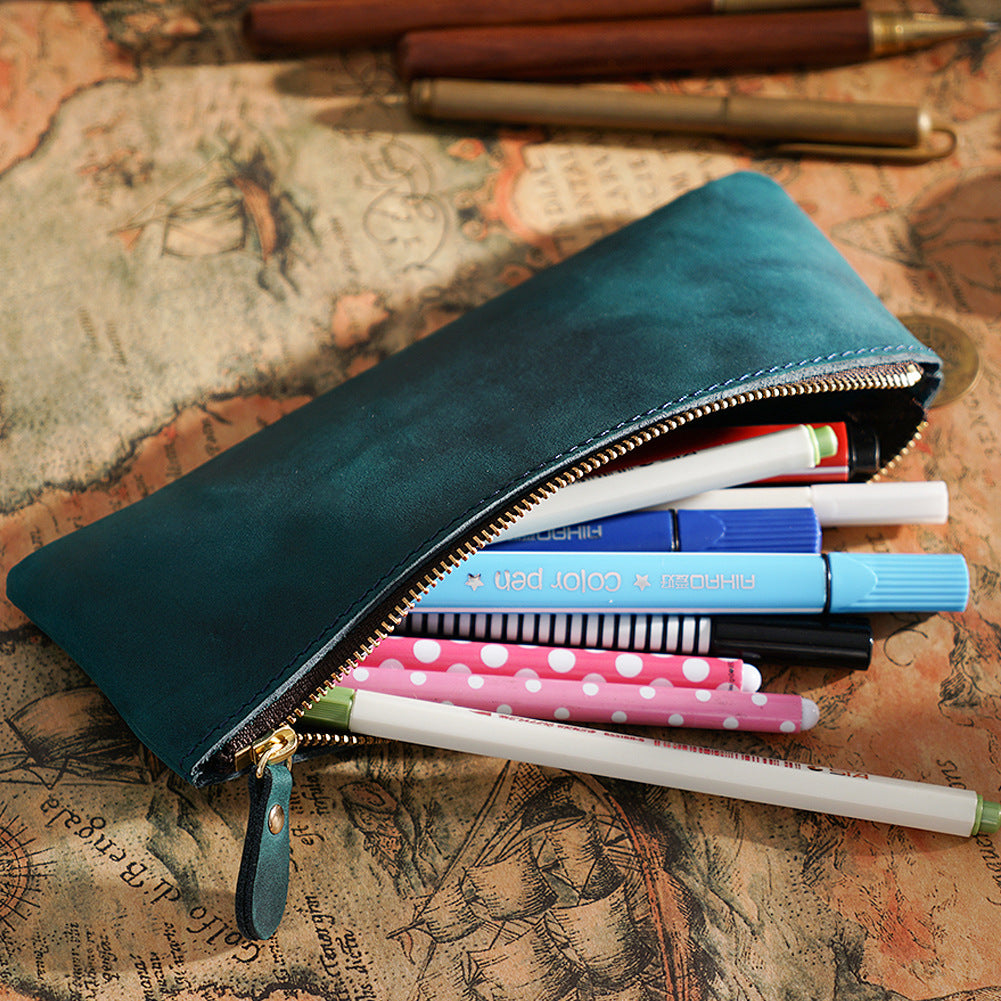 Leather Zippered Pencil Pouch