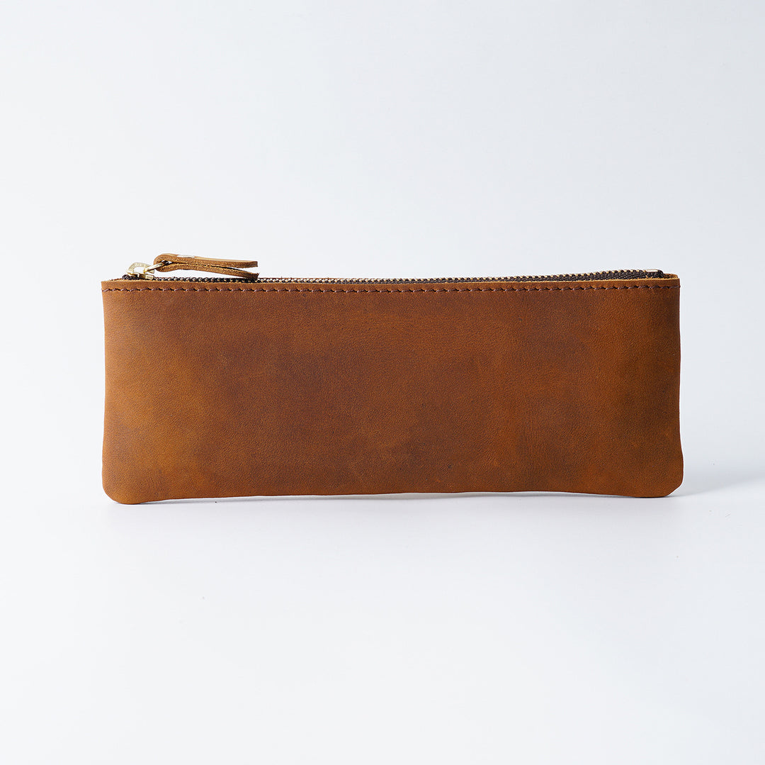 Leather Zippered Pencil Pouch