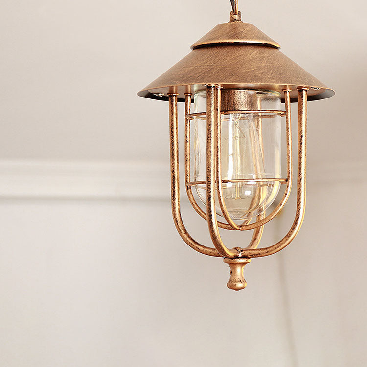Industrial Vintage Aluminum Cage Glass 1-Light Outdoor Waterproof Pendant Light | Kalsten