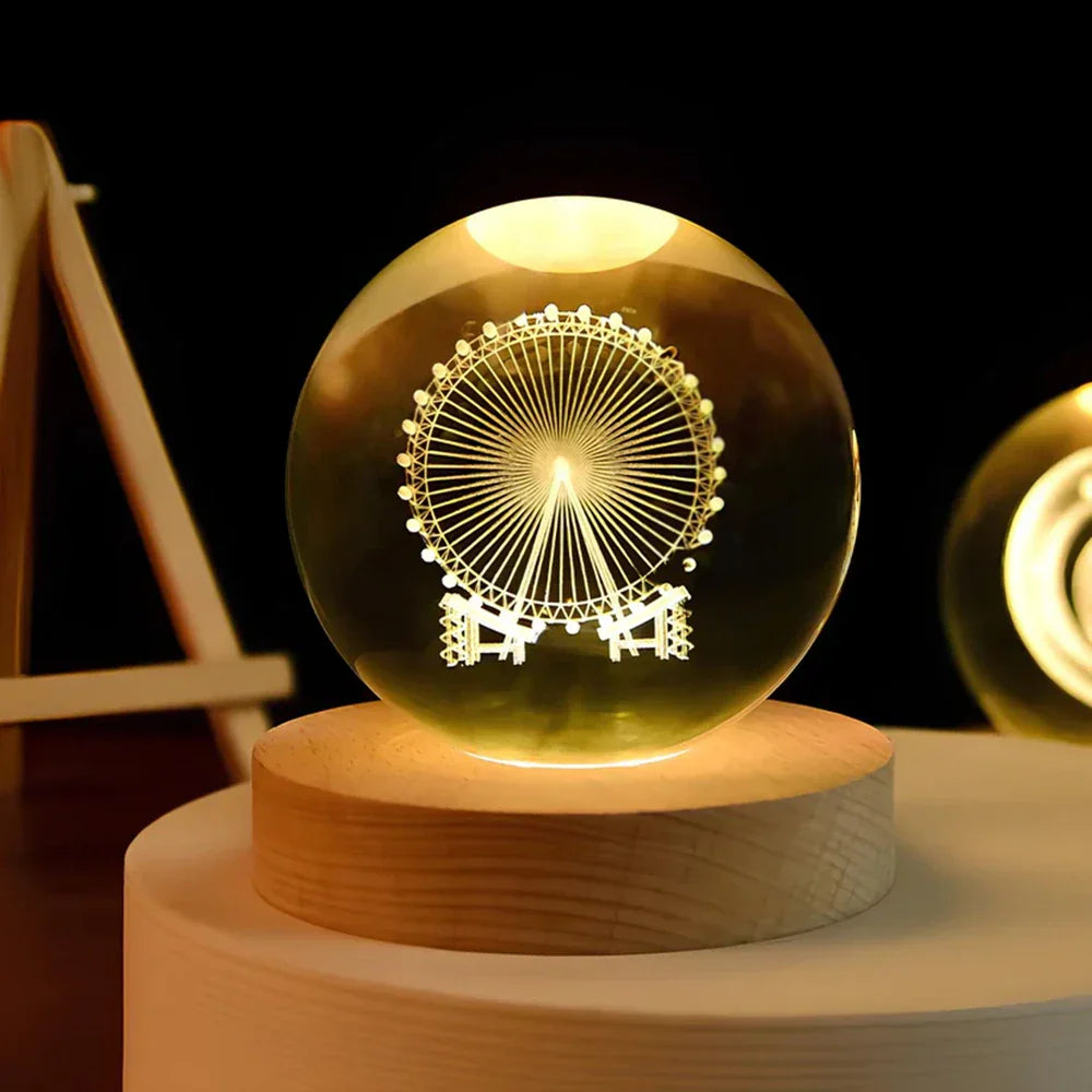 3D Crystal Ball LED Night Light Noxord