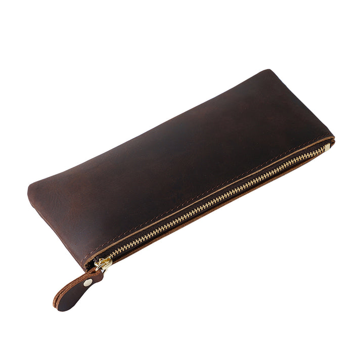 Leather Zippered Pencil Pouch