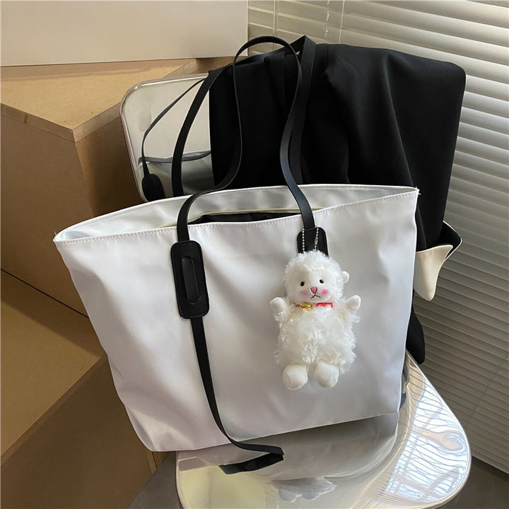 Charming Plush Bear Keychain Tote Bag
