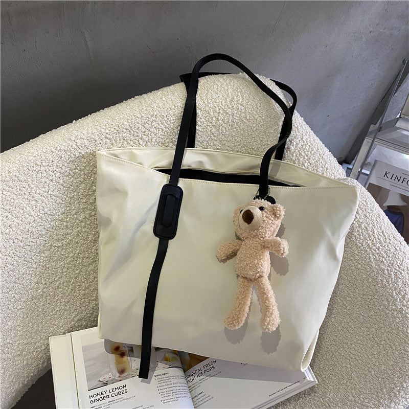 Charming Plush Bear Keychain Tote Bag