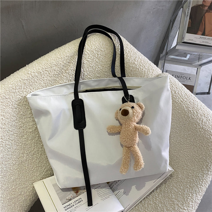 Charming Plush Bear Keychain Tote Bag